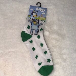 Bluey Character Socks with Green Shamrocks